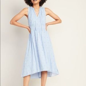 Old Navy Waist-Defined Tie-Neck Cutwork Midi Dress